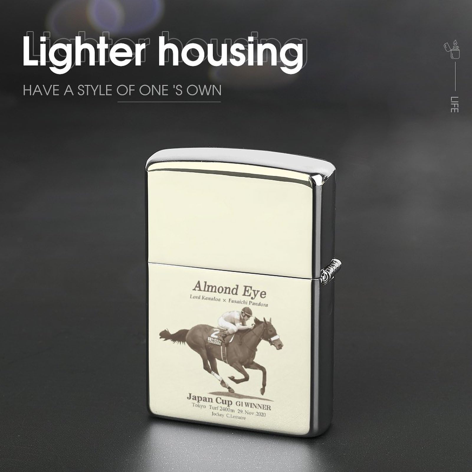 Amazon.co.jp: 銅製ライターケース 競馬 最強女王アーモンドアイ 記念